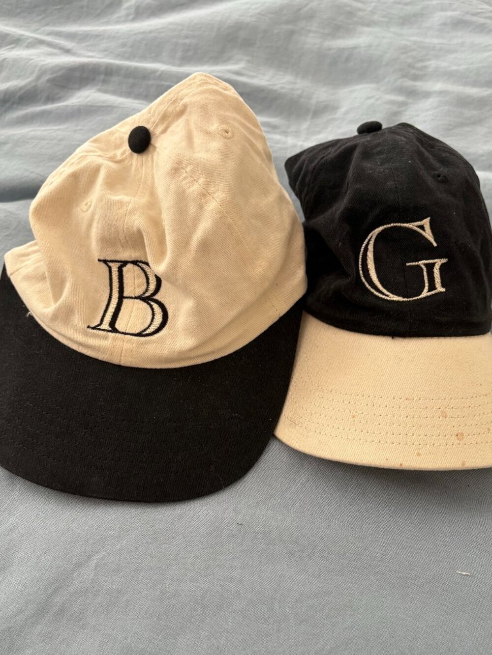 Vintage bride & groom embroidered canvas baseball caps
